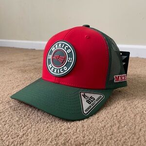 Hecho En Mexico Azteca Eagle Kamel 815 Green/Red Mesh SnapBack Trucker Hat (NWT)